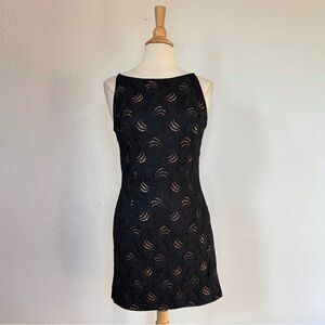 Vintage Black Lace Sleeveless Cocktail Dress